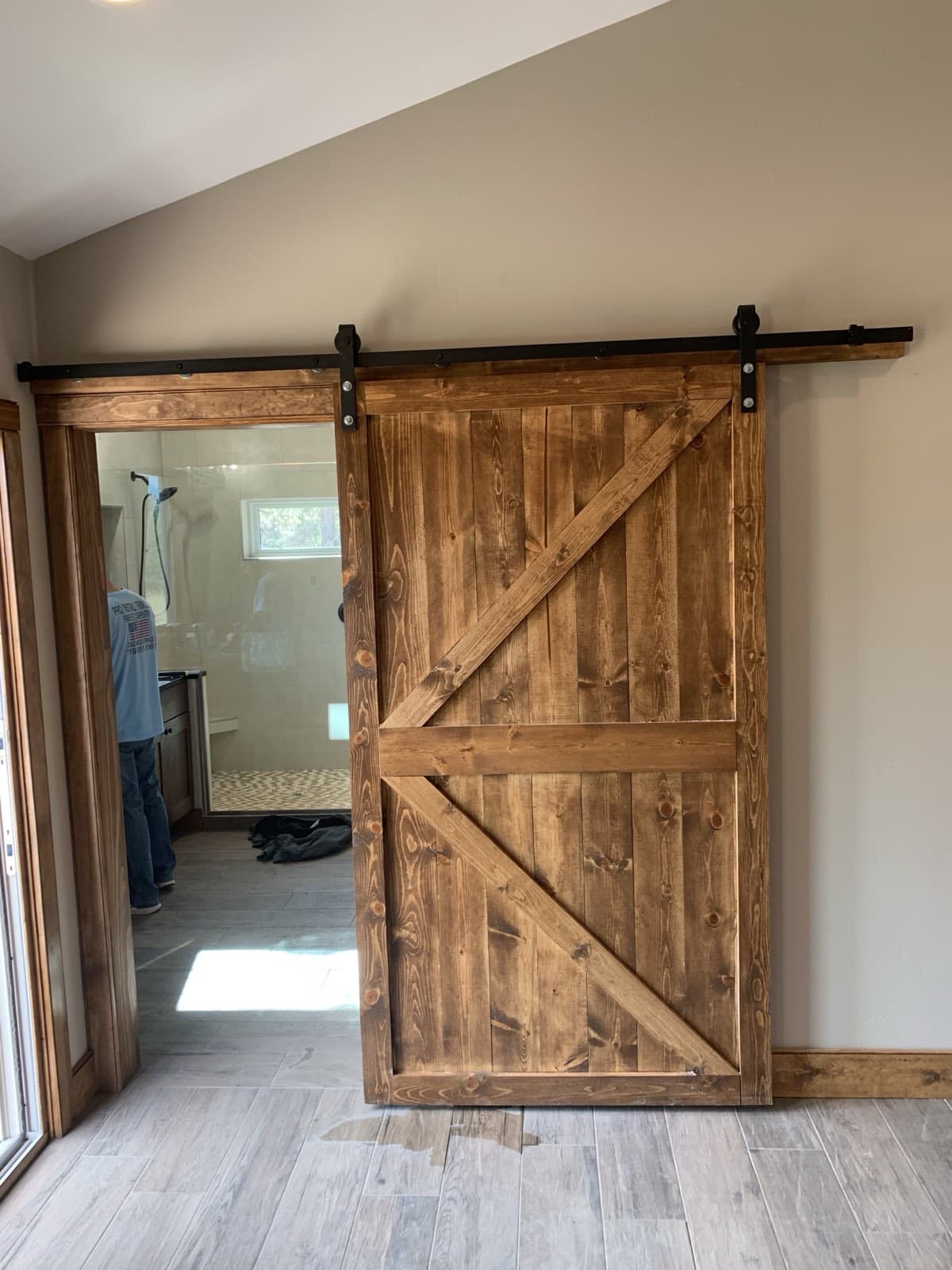 Stained Sliding Barn Door